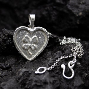 Ancient Lucky Clover Pendant | 24K Gold Plated 925 Sterling Silver | Good Luck Heart Charm  | Four Leaf Clover Necklace | Gift by Pellada
