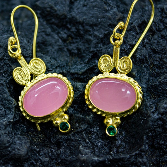 Pink gemstone earrings deals