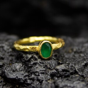 Emerald Dainty Stacking Ring | Tiny Birthstone Jewelry | 925 Sterling Silver | Green Stone Simple Ring | Dainty Emerald Thin Ring by Pellada