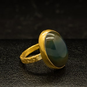 Natural Multicolor Jade Stone Ring - 925 Sterling Silver - Handmade Stackable Ring - Minimalist Ring - Anatolian Handcrafted - By Pellada