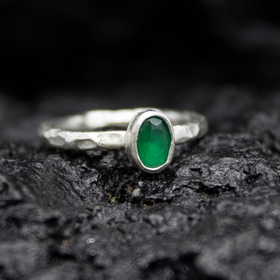 Emerald Dainty Stacking Ring Tiny Birthstone Jewelry 925 Sterling Silver Green Stone Simple Ring Dainty Emerald Thin Ring by Pellada Etsy