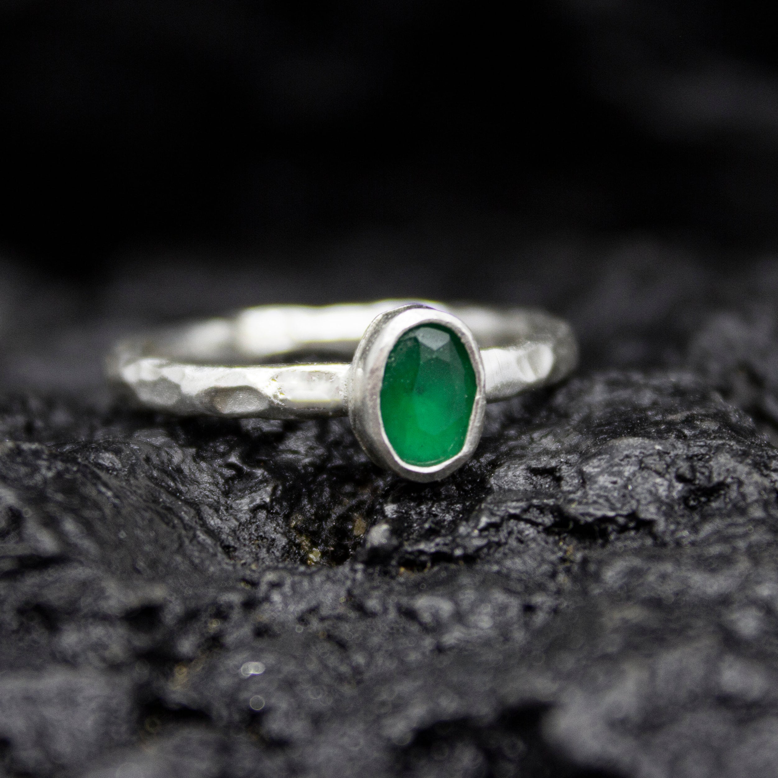 Emerald Dainty Stacking Ring | Tiny Birthstone Jewelry | 925 