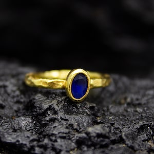Sapphire Dainty Tiny Stacking Ring | Minimalist Birthstone Jewelry | 925 Sterling Silver | Blue Simple Ring | Sapphire Thin Ring by Pellada