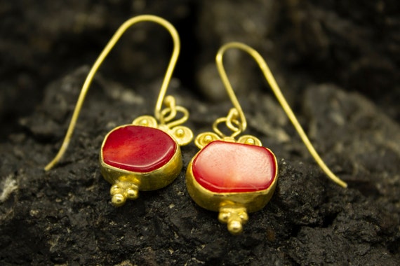Coral statement earrings deals