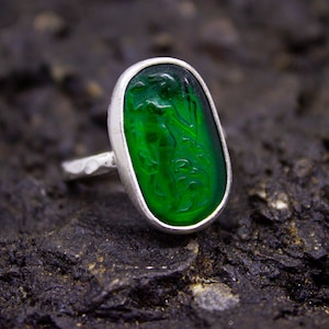 Aphrodite Intaglio Glass Ring | 925 Sterling Silver | Ancient Signet Aphrodite / Venus Ring | Greek Intaglio Venetian Glass Ring by Pellada