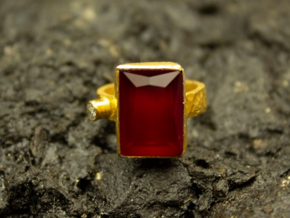 Ruby Stone Ring 925 Sterling Silver Ring 24K Gold Plated Ancient Roman Art Ruby Ring Minimalist Ring Bridesmaid Gift by Pellada Etsy Canada