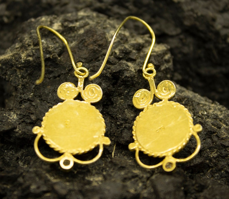 Black Stone Earrings Handmade By Pellada 24K Gold Over 925 Sterling Silver Onyx Stone Silver Earrings Ancient Minimalist Handcrafted