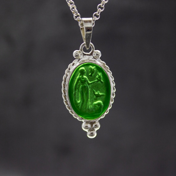 Aphrodite Intaglio Glass Necklace | 925 Sterling Silver | Ancient Goddess Venus Intaglio Pendant | Venetian Glass Venus Necklace by Pellada