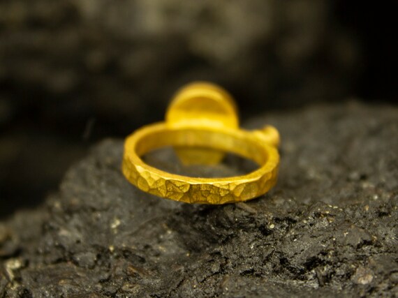 Bague En Or Plaqué Avec Pierre Violette - Taille 65 - Modèle Sans Marque Occasion