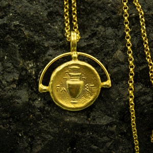 Ancient Rome Vase Pendant | 925 Silver 24K Gold Plated | Medallion Amphora Necklace | Vintage Pendant | Handmade Gift  by Pellada