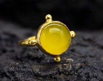 Anello in giada gialla antica fatto a mano Argento Sterling 925