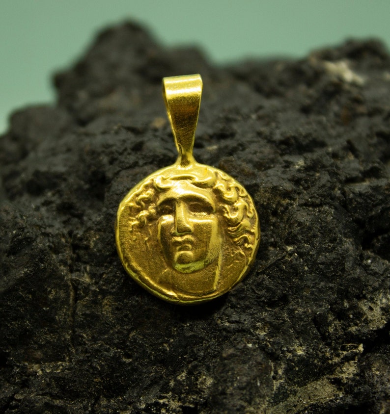 Antike Medusa Münze Anhänger 925 Sterling Silber 24k Gold Etsy
