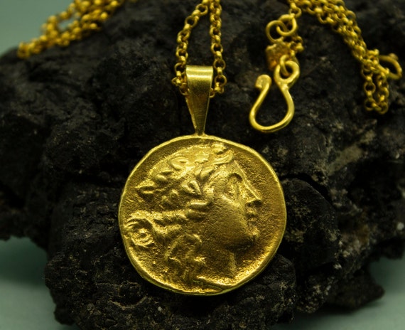 925 sterling gold coin pendant necklace mens