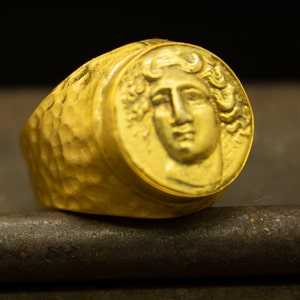 Mens Signet Ring Medusa Coin Ancient Roman Art 24K Gold Plated - Etsy