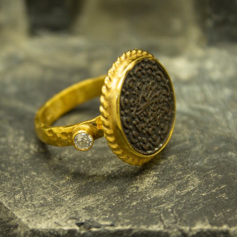 Ottoman Art Coin Ring 24K Gold Plated 925 Sterling Silver Etsy