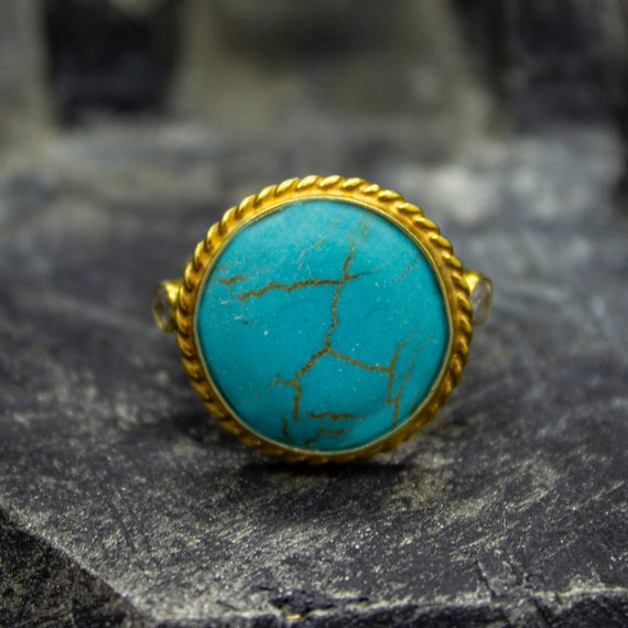 14K Gold Morenci Turquoise Ring, Size 8.5, Unisex Ring, Vintage Estate  Jewelry - Etsy
