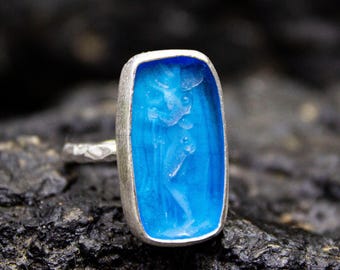 Aphrodite  Turquoise Stone Gold Ring | Sterling Silver Intaglio Ring | Ancient Greek Signet Aphrodite / Venus Ring | Gift Jewelry by Pellada