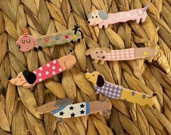 Novelty Weiner Dog Hair Clips - Free Shipping