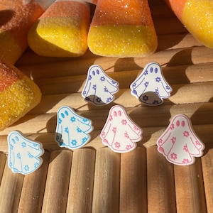Floral Ghost Stud Earrings - Gothic Jewelry - Halloween Earrings - Spooky Season - Fall Earrings - Spooky Season Earrings - Free Shipping
