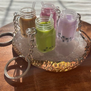 Iced Matcha Latte Keyring - Pink Drink - Matcha Latte - Iced Coffee - Lavender Matcha - Y2K Inspired - Quirky Gifts - Free Shipping