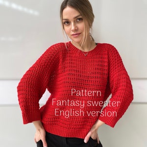 Summer sweater pattern, summer top pattern, cotton sweater, oversize sweater, fantasy pattern, women&#39;s knitted sweater pattern