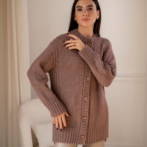 Alpaca cardigan, Brown cardigan, Casual cardigan, Women’s cardigan, Fluffy cardigan, Knitted cardigan, Handknitted cardigan