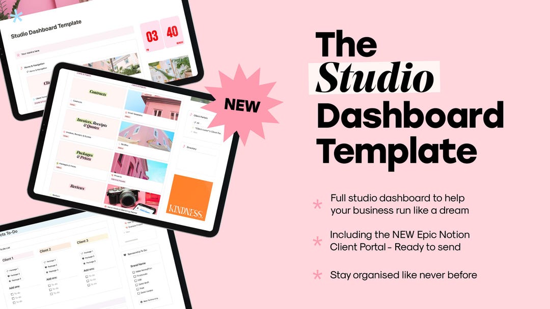 The Studio Dashboard Notion Template & Revamped Notion Client Portal ...