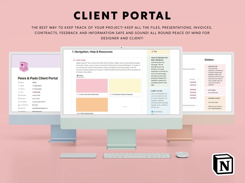 The Ultimate and Cutest Notion Dashboard & Client Portal Template for