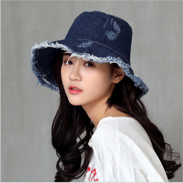 Japan Street Fashion Bucket Hat Boro Denim Blue Japanese | Etsy