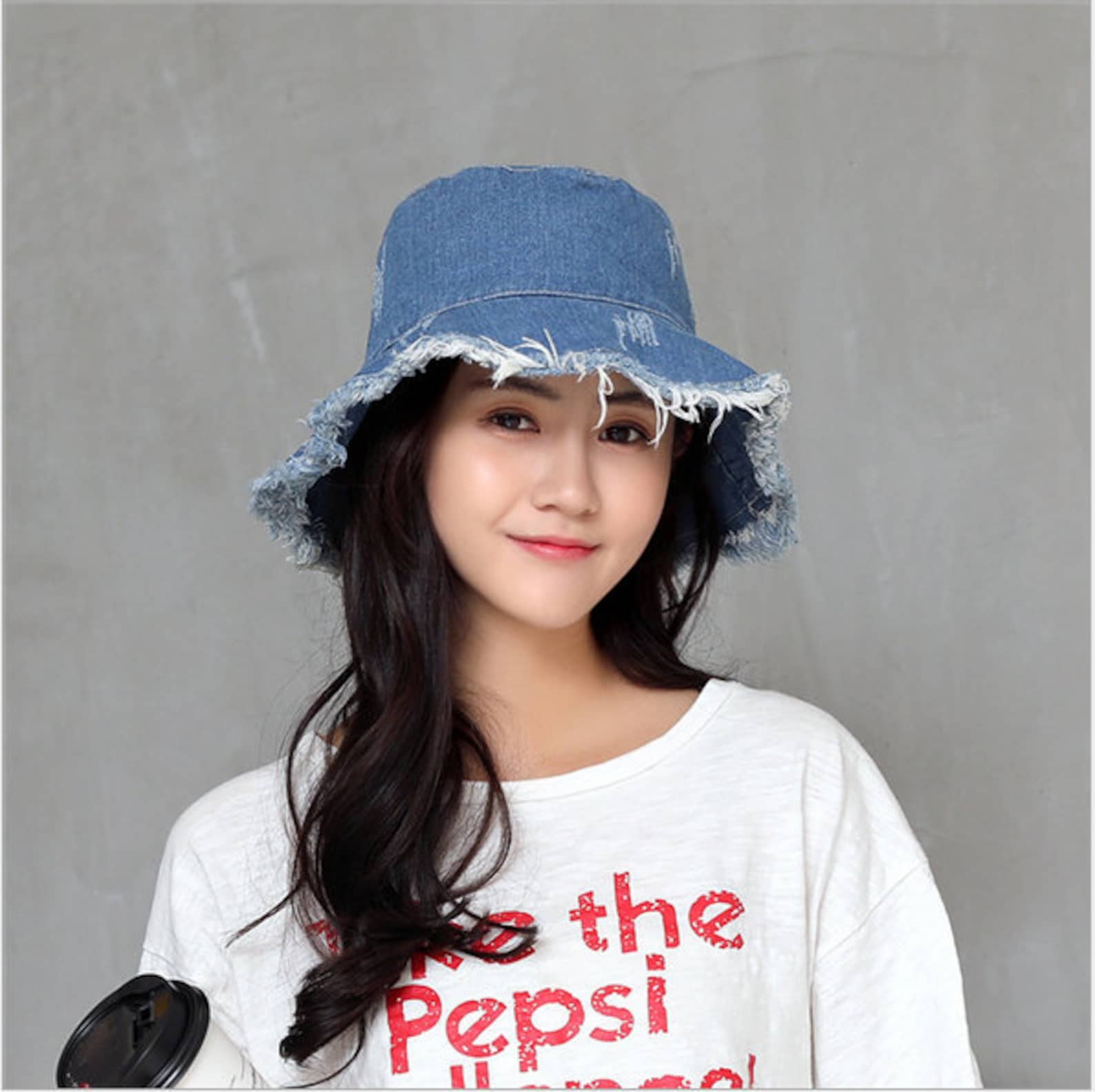 Japan Street Fashion Bucket Hat Boro Denim Blue Japanese Etsy