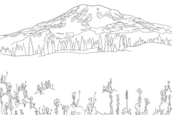 Mount Rainier Coloring Page - Etsy