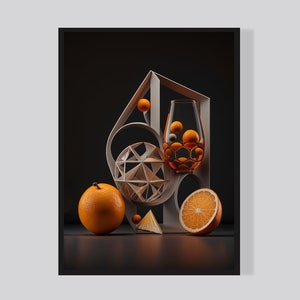 Abstrakte Orange Stillleben, druckbare Wandkunst, Druck Blumendekor, Blumen Wohnkultur, Sofort Download, Orange Geometrie Wandkunst Poster