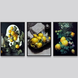 Citrus Botanische Print Set, Citrus Art, Citroenen Afdrukbare Wall Art, Print Citroen Decor, Art Gele Citrus Poster, Instant Download Stilleven