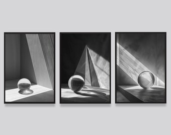 Black and White Still life Poster, Black White Geometry Wall Art, Black and White Art, Large Wall Art, Instant Digital Download Print