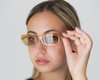 Vogue vintage 90s sunglasses narrow brown curvy 3418