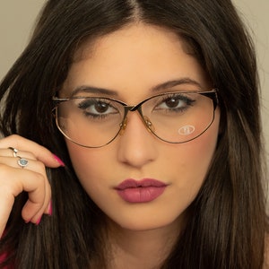1990s Fendi 61 vintage cat eye eyeglasses gold metal