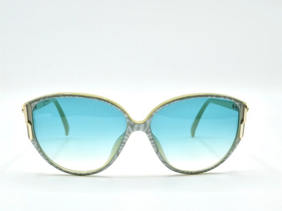 DIOR Cat Eye Vintage Sunglasses 1980s Grey Mint Blue Lenses  display picture 1