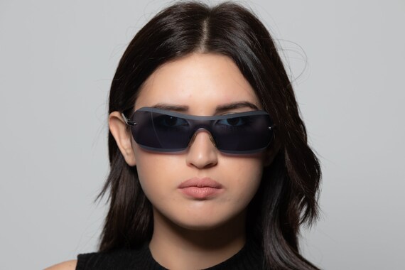Buy 2000s ARMANI 1743 Y2k Shield Rimless Sunglasses Narrow Online 