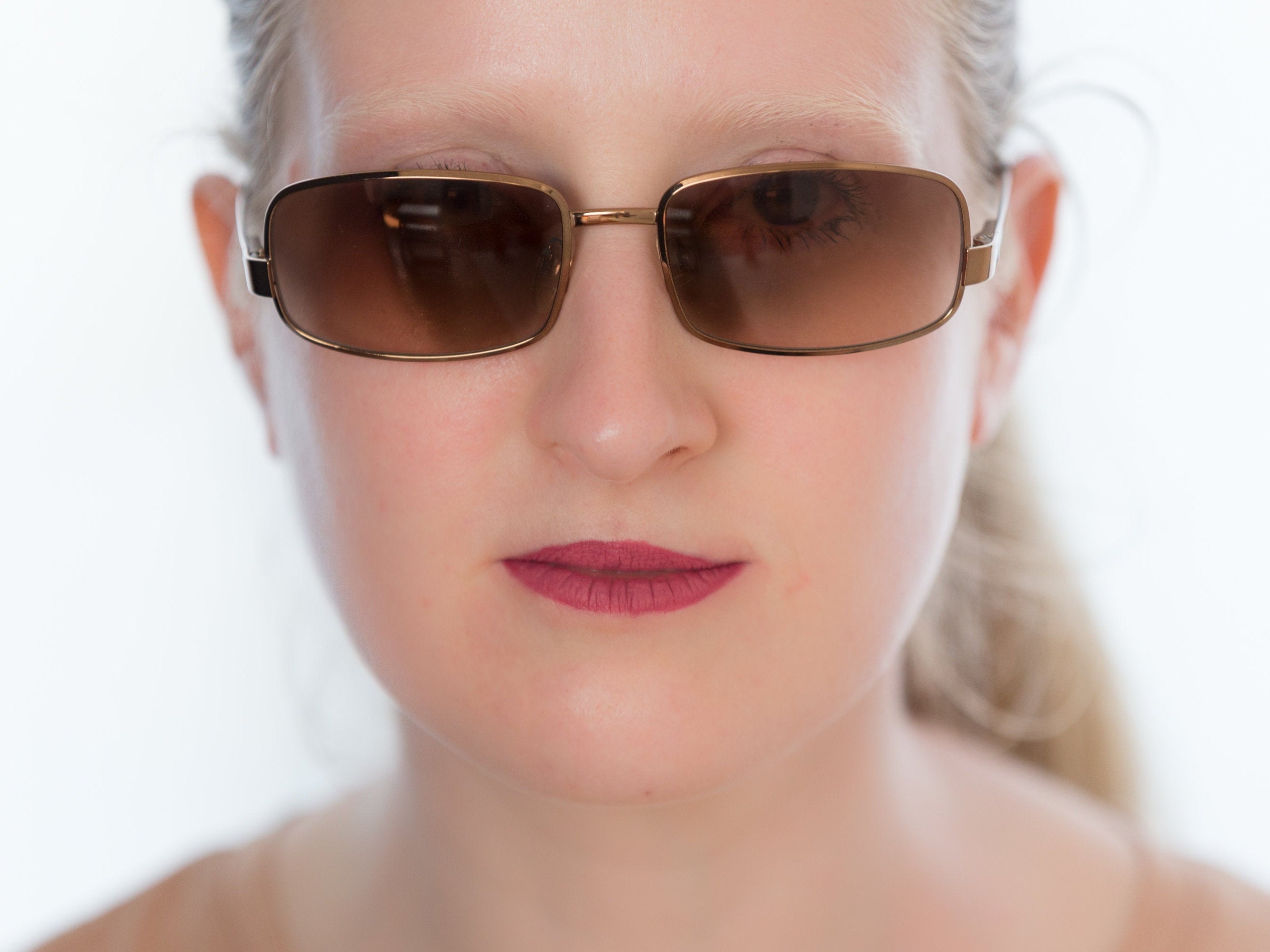 Fendi 2000s vintage rectangle sunglasses metal brown SL7330