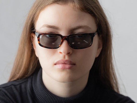 1990s Versus Versace E10 Vintage Sunglasses Rectangle Dark  display picture 2