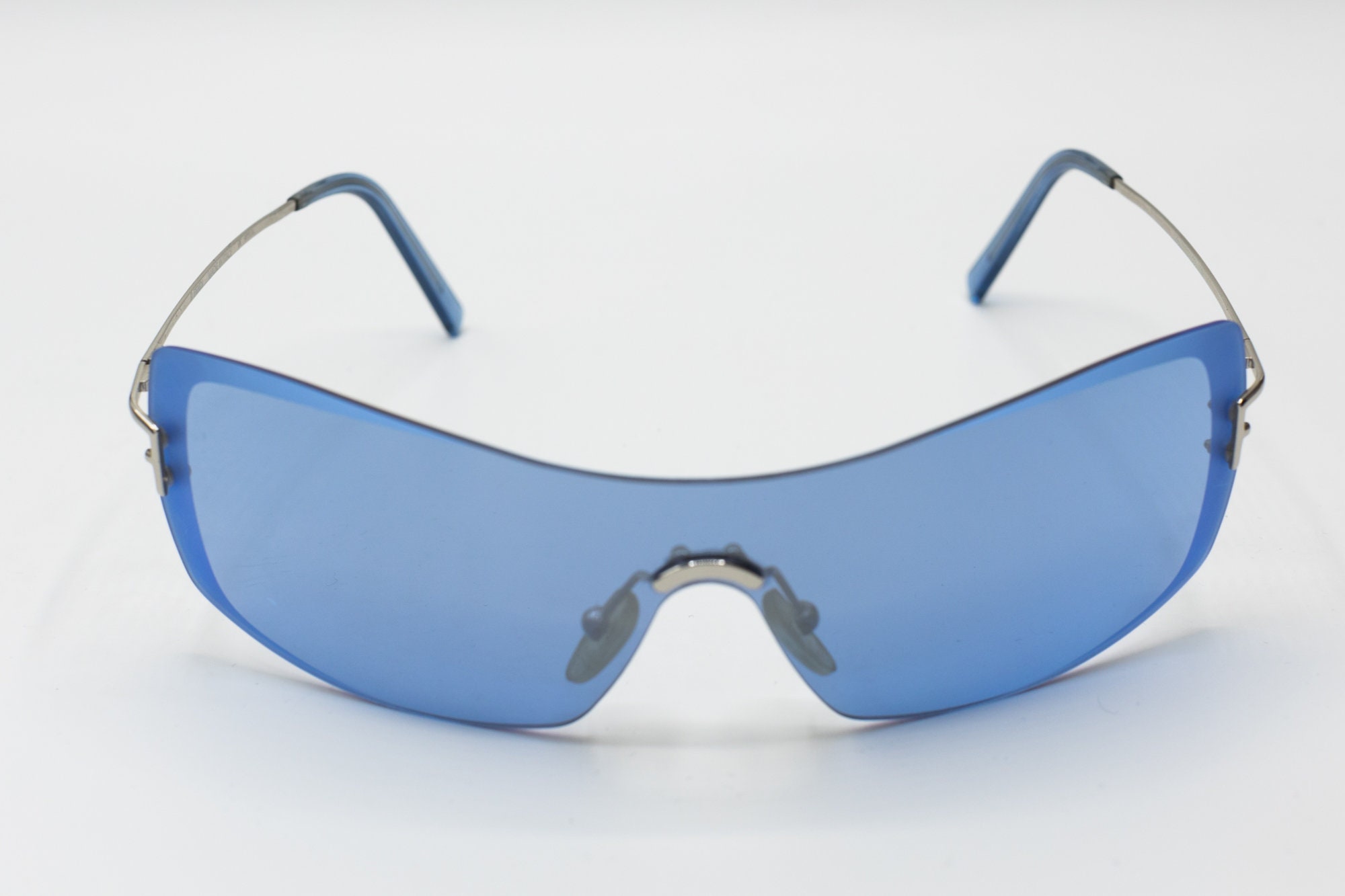 Fendi Blue Logo Shield Sunglasses New! Fendi FE4121US 30X Shield Sunglasses in Light Blue is  main image 4