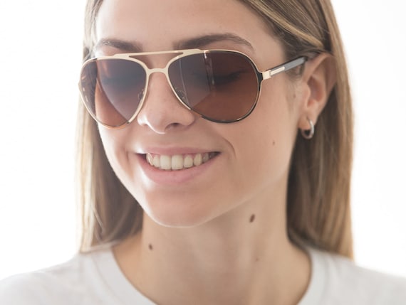 Dolce & Gabbana 2000s Aviator Metal Sunglasses Gold Tortoise