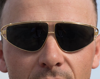Vintage Versace sunglasses S35 gold metal pilot aviator 1980s