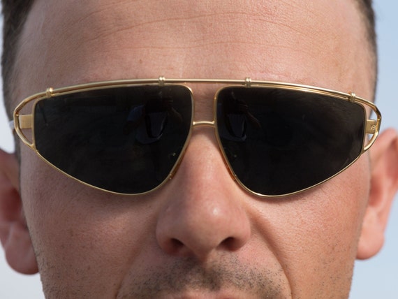 Vintage Versace Sunglasses S35 Gold Metal Pilot Aviator