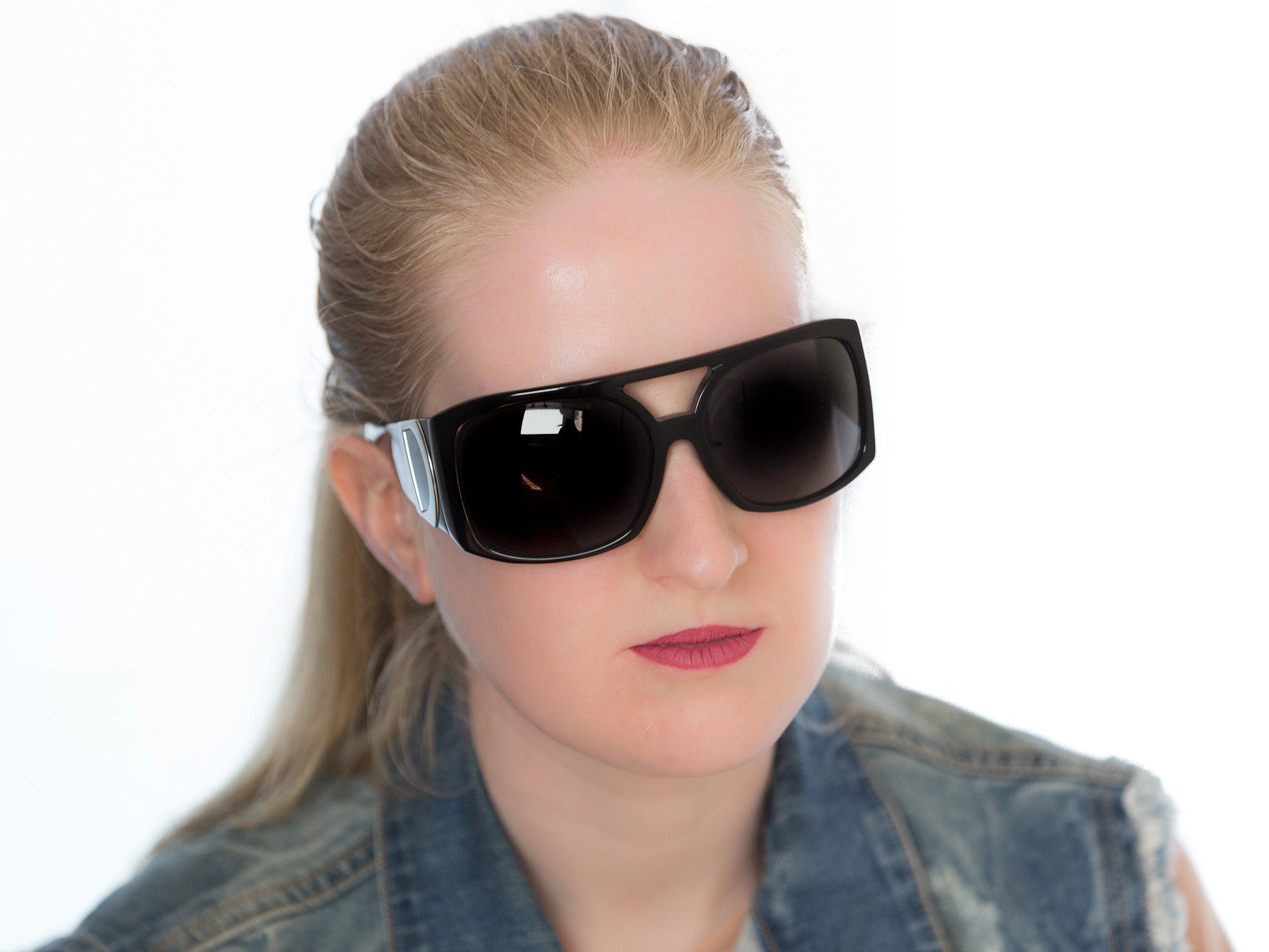 DOLCE & GABBANA Black Oversized Sunglasses 2000s Squared 4018 - Etsy
