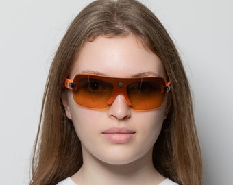 VERSACE 4045-V zonnebril met klein schild uit de jaren 2000, oranje