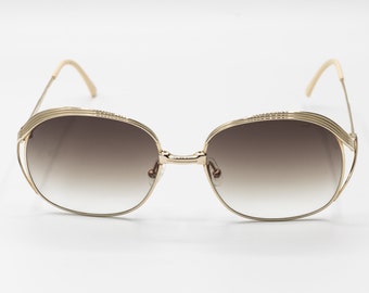 1980s Dior 2474 vintage sunglasses round gold metal