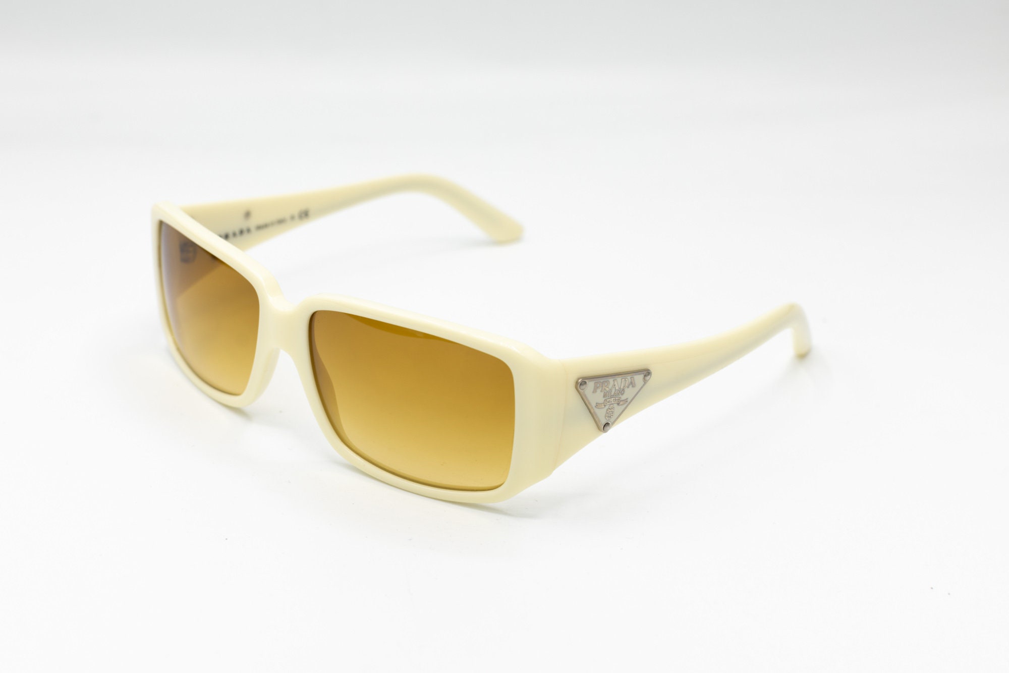 2000s PRADA 16L Squared Sunglasses Cream White - Etsy