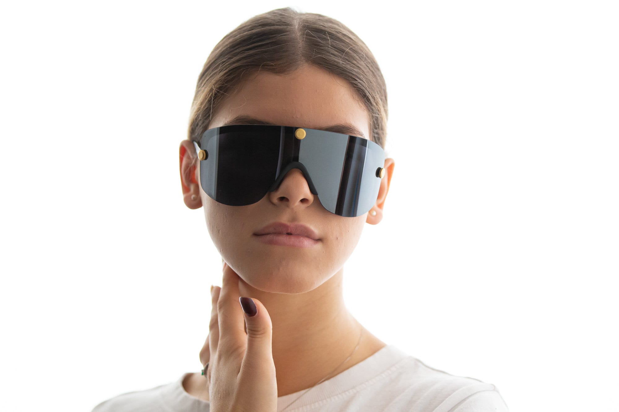 NWT Krizia ladies shield sunglasses Krizia KM2 Minimalist Squared Shield Sunglasses in White  main image 3