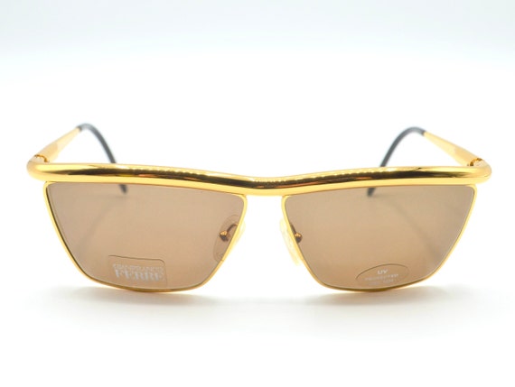 Ferre 90s vintage sunglasses squared gold metal m… - image 7